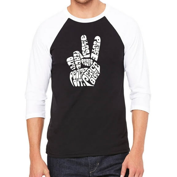Men's Raglan Baseball Word Art T-shirt - Peace Out