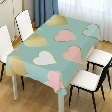 

Ryvnso Pink and Gold Love Heart Rectangle Table Cloth Tablecover Dinning Tablecloth 60 x60