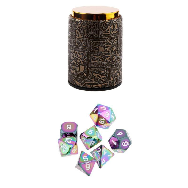 Dice Cup #2 7 pieces Metal Polyhedral Dice for  DND MTG 