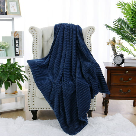 PiccoCasa Flannel Fleece Duvet Cover Blanket Dark Blue Twin 59