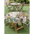 thumbnail image 3 of Beige Easter Bunny Outdoor Tablecloth - 54 Inch Round Dining Table Cover, Spring Easter Eggs Floral Rustic Burlap Waterproof Outdoor Table Cloth with Umbrella Hole & Zipper for Picnic/Patio/Party, 3 of 7