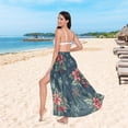 thumbnail image 6 of FORMRS Womens Long Sarong Beach Wrap Semi-Sheer Bikini Skirt Bathing Swimsuit Cover Up, Floral Christmas, 6 of 7