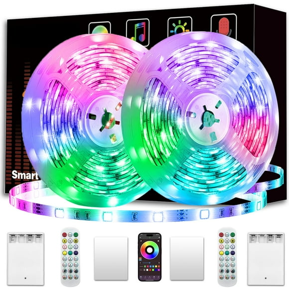 Tira de luces LED KIKO de 10 m con batería, alimentación USB y control remoto