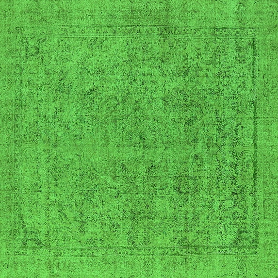 Ahgly Company Indoor Square Oriental Green Industrial Area Rugs, 6' Square