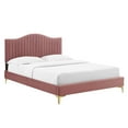 thumbnail image 2 of Modway Juniper Channel Tufted Performance Velvet Full Platform Bed in Dusty Rose, 2 of 10