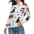 thumbnail image 2 of Snow Santa Gift Sock Christmas Pattern Women's Turtleneck Sweater Long Sleeve Ribbed Fitted Turtle Neck Casual Fall Winter Collection Top S, 2 of 4