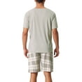 thumbnail image 3 of INSPIRAR CHIC Conjunto de Pijama para Hombre de Camiseta de Manga Corta con Pantalones Cortos a Cuadros S Gris, 3 of 5