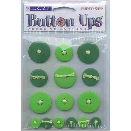 Button Ups Adhesive Button Embellishments GREEN For Scrapbooking, Card