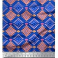 thumbnail image 1 of Soimoi Blue Georgette Viscose Fabric Diamond Geometric Print Fabric by Yard 42 Inch Wide, 1 of 5