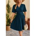 thumbnail image 5 of Summer Dresses for Women 2024 Sundresses Flutter Short Sleeve Beach Swimsuit Ruched Bodycon Casual Vacation Dresses (Deep Blue,X-Large), 5 of 6