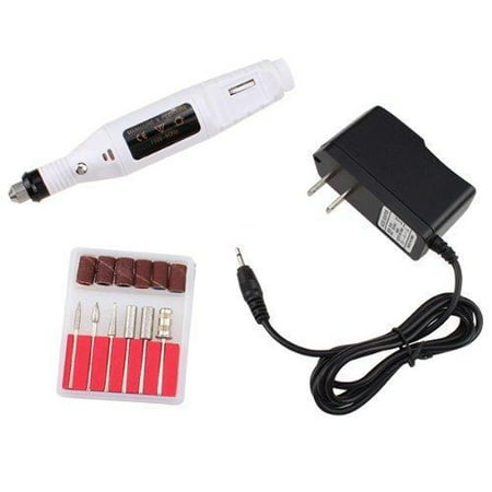 Manicure Pedicure Machines - AGPtek White Electric Manicure pedicure machine Nail Art File Drill Pen 6 Bits