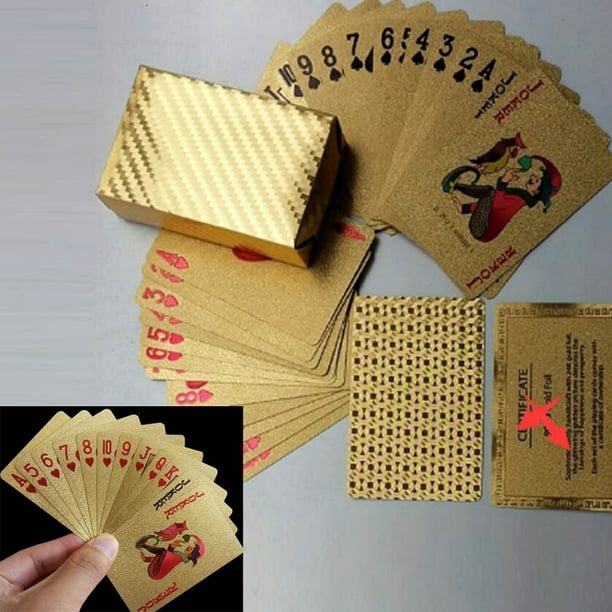 Cartes de poker en plastique feuille d'or, jeu de société pour la maison,  classique, étanche