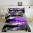 thumbnail image 2 of Erosebridal Glitter Lips Comforter Sets Queen Size,Bling Sparkling Bedding Queen Comforter Set,Grey Purple Bedding Sets Queen With Comforter,Ultra Soft Sparkle Room Decoration,Reversible,3-Piece, 2 of 8