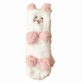 thumbnail image 2 of workcargo Womens Cute Fuzzy Cat Socks - Pink Cat Ear Plush Socks, Warm Cozy Polyester House Lounge Socks, One Size Fits All, 1 Pair,Size Free Size, 2 of 2