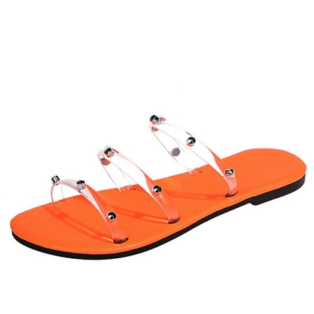 

VerPetridure Women s Sandals Summer Casual Metallic Decorated Candy Color Sandals With Flat Heels