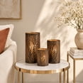 thumbnail image 3 of DecMode 3 Holder Bronze Metal Tree Branch Cutout Candle Lantern with Gold Interior, Set of 3, 3 of 14