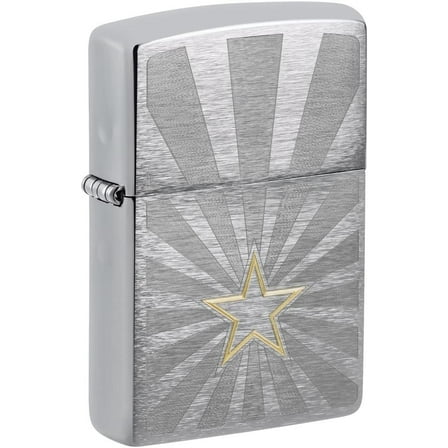 Zippo Lighter - Customized Message Engraved Star Western - Brushed Chrome 48657