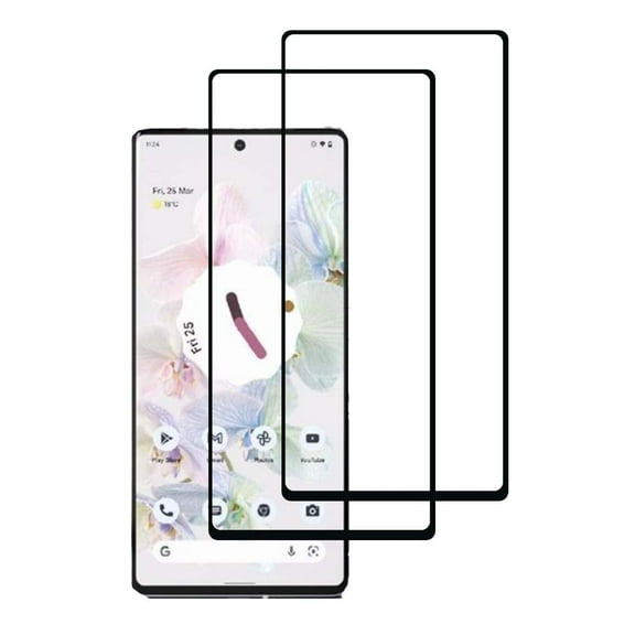 2Pack Tempered Glass Screen Protector Frontier Protective Protector Black Compatible with Google Pixel 7 GVU6C 2022 6.3"