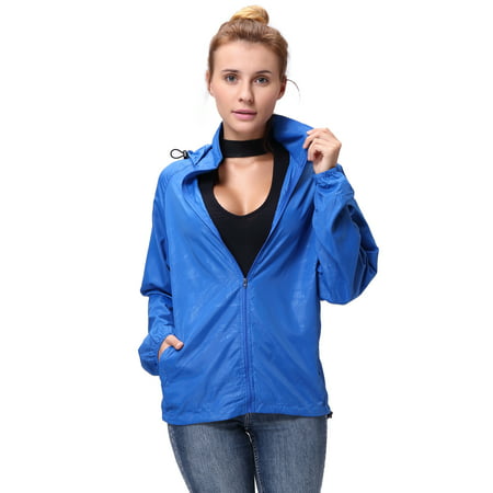 Fashion Womens/Mens Outdoor Lightweight windbreaker Jackets Waterproof Rain Coat Outwear Zip-Up Long Sleeve Hoodie Sport (Best Running Jacket For Wind And Rain)