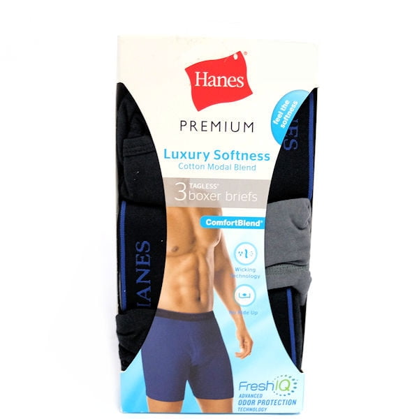 Hanes Premium Men's Cotton Modal Tagless Boxers Briefs, 3Pack S
