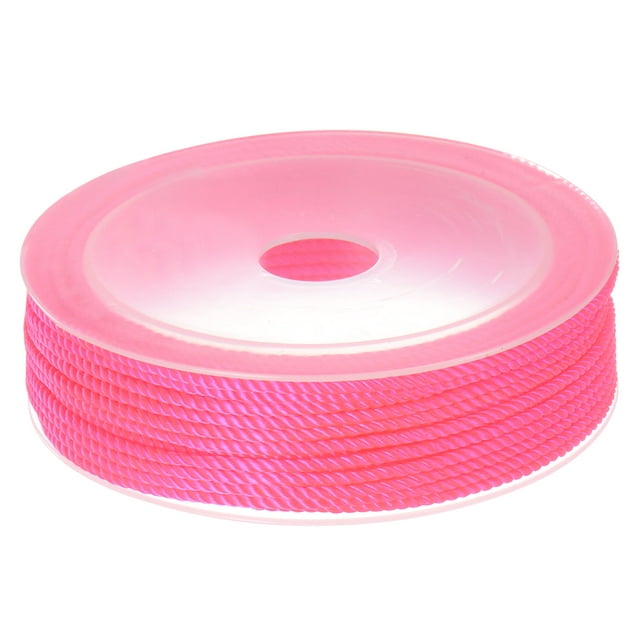 Unique Bargains Twisted Nylon Twine Thread Beading Cord 2mm 13M/43 Feet Extra Strong Braided Nylon String, Hot Pink