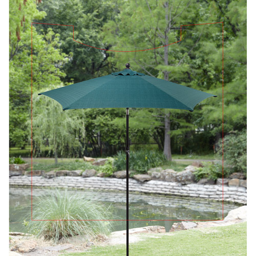 Better Homes Gardens 9 Round Umbrella Teal Stripe Walmart Com Walmart Com