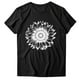 thumbnail image 3 of Gibobby Playera de Manga Corta con Cuello Redondo Mujeres Casual Girasol Impresión Mangas Cuello Redondo Camiseta Suelta Blusa Tops(Negro,CH), 3 of 4