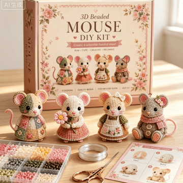 Creative Beaded Mini World 3D DIY Kit Collection, Tiny 3D Beaded Animal DIY Kit, Petite Beaded Animal Craft Kit, DIY Creative Jewelry Art Craft