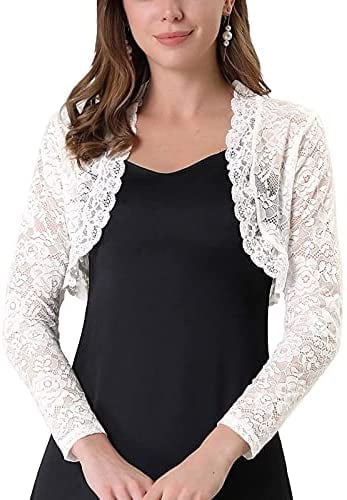 Women's Sheer Floral Lace Cardigan Open Front Cropped Bolero Shrug Tops Outwear