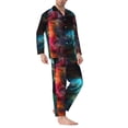 thumbnail image 2 of Lsque Neon Spectrum Cat Portrait Pattern Long Sleeve Pajama Set for Men - Soft 2-Piece Sleepwear and Loungewear Set with Pockets, Comfy Nightwear-X-Large, 2 of 7