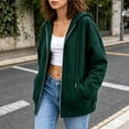 thumbnail image 7 of Domzest Womens Zip Up Hoodie Long Sleeve Oversized Zipper Hooded Sweatshirt Casual Solid Lightweight Fall Coat with Pockets Green M, 7 of 7
