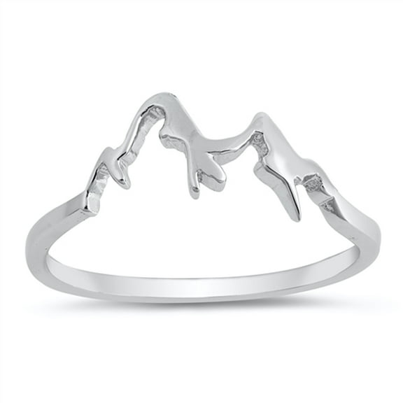 Mountain Range Snow Caps Outdoor Hiking Ring 925 Sterling Silver Band Jewelry Female Male Size 13