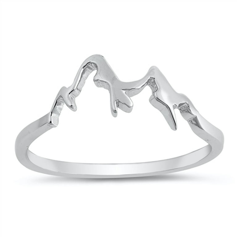 Mountain Range Snow Caps Outdoor Hiking Ring 925 Sterling Silver