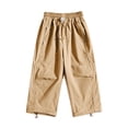 thumbnail image 3 of Bixock Toddler Girls Cargo Pants,Girls Sweatpants,Solid Color Pants Linen Cargo Pants Wide Leg Pants Long Pants, 3 of 6