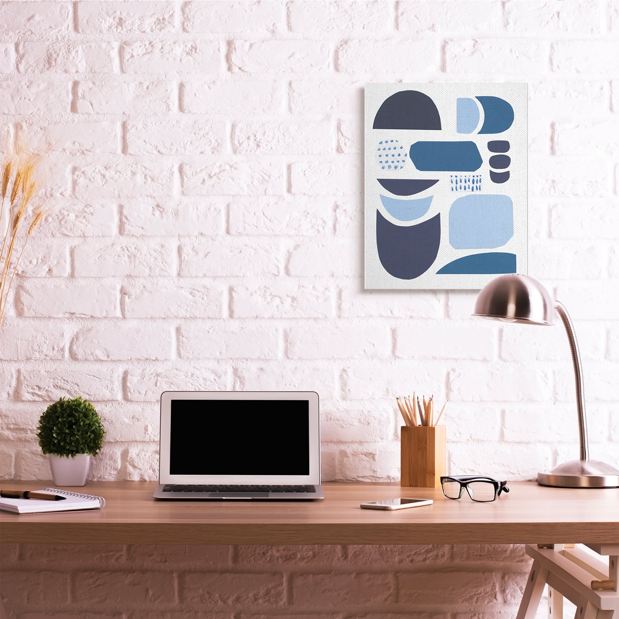 Stupell Industries Collage of Blue Abstract Shapes Tonal Pattern Canvas Wall Art, 24 x 30, Design by Courtney Prahl