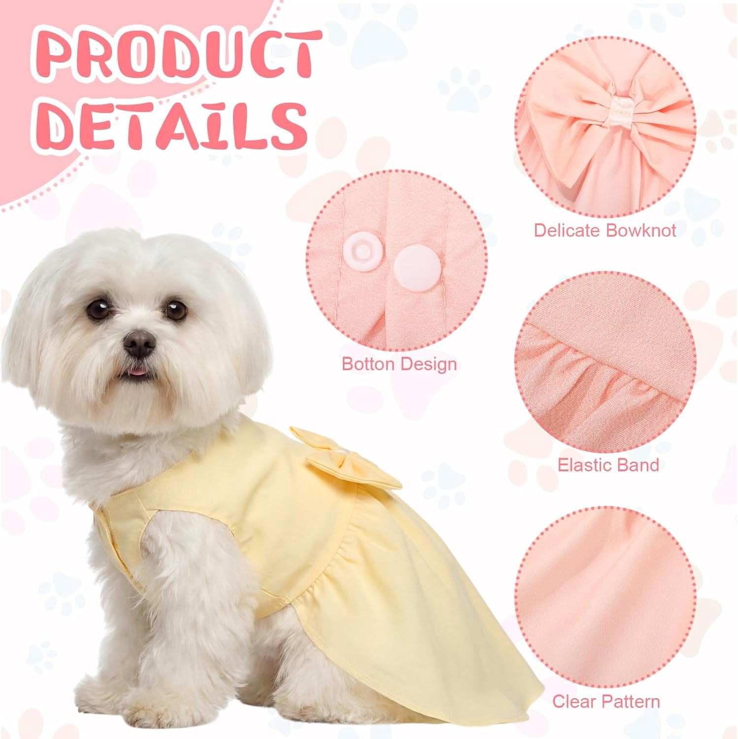 Petbb 8 Pieces Dog Dresses for Small Dogs Puppy Clothes Girl Dog Outfit Cute Bowknot Pet Skirt Soft Lightweight Summer Apparel for Cats Puppies Party Wedding Photo Wear