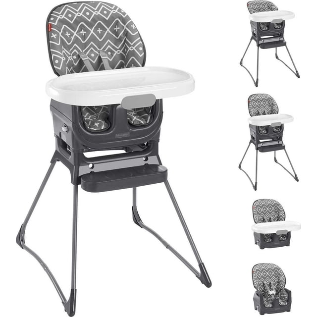 Fisher-Price Deluxe High Chair Adjustable Infant to Toddler Portable Booster Seat, Gray Tribal