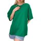 thumbnail image 3 of Camiseta de verano suelta de color sólido con abertura casual básica de manga corta para mujer, 3 of 5