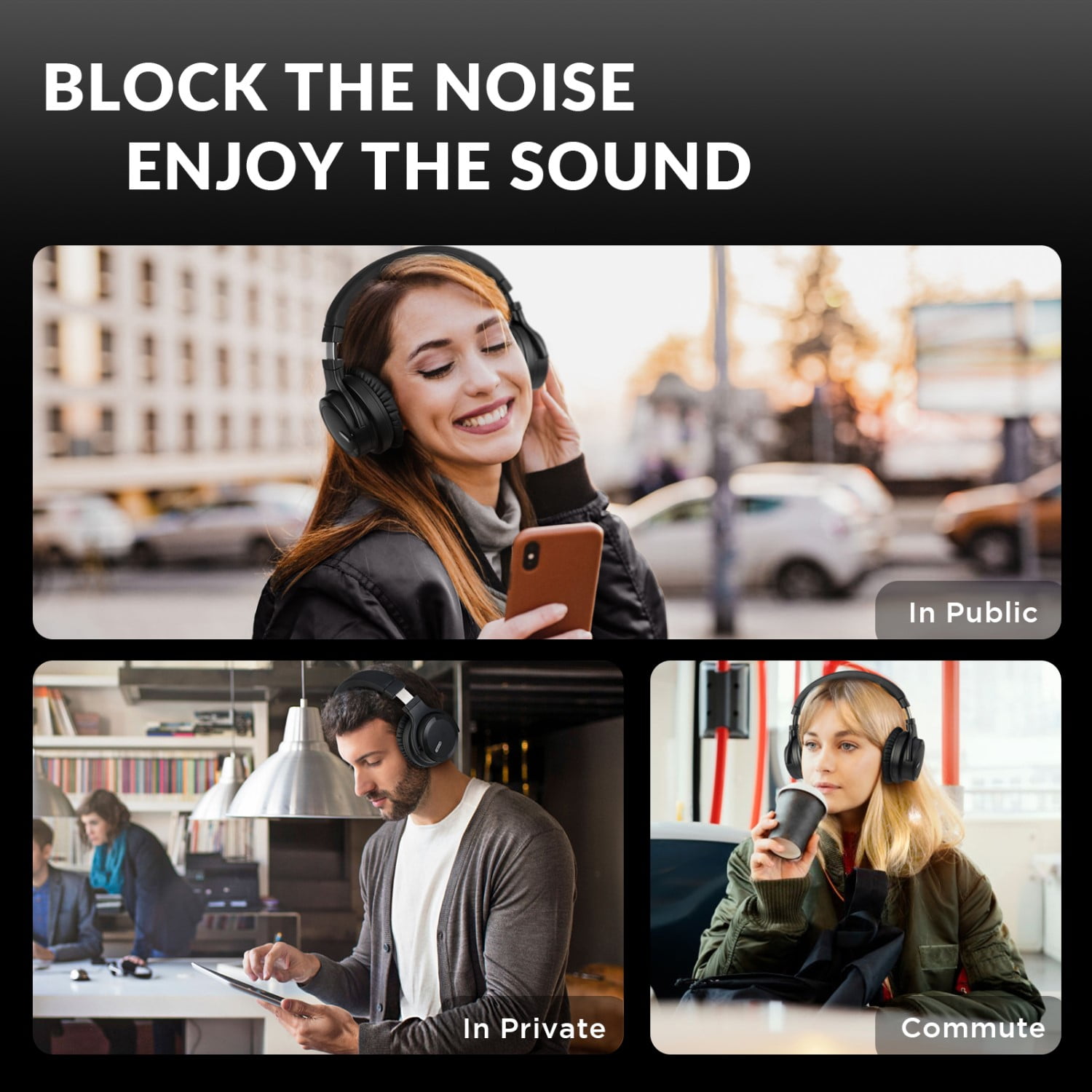 Bluetooth Headphones Noise Cancelling Headphones Wireless & Wired over Ear with Microphone for TV PC