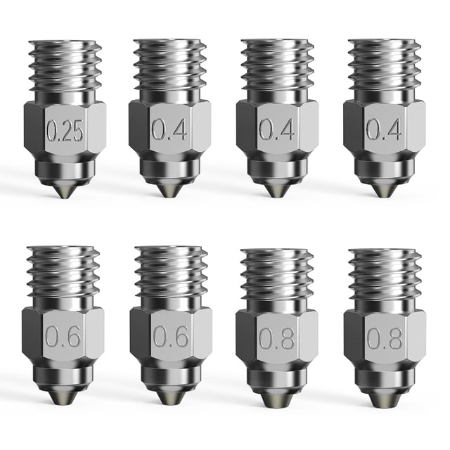Riwcyla Bi,Métallique Haut de Gamme,Ensemble de Buse 8 Pcs Matériau Bimétallique Haute Chaleur,Résistant et Résistant à l'Usure,Résistance pour une Alimentation Fluide Convient pour Ender,2, Ender,2, CR,10S, CR,10, CR,10 S5,CR,10 S4,