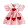 thumbnail image 2 of Fozruso Toddler Dress Toddler Short Sleeve Girls Heart Embroidery Dresses Party Dance Kids Dress Sizes 6-12 Months, 2 of 6