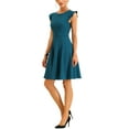 thumbnail image 4 of INSPIRE CHIC Women's Evening Dress Ruffle Cap Sleeve Zip Front A-line Cocktail Dress Peacock Blue XS, 4 of 5