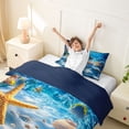 thumbnail image 4 of Manfei Underwater Starfish Seashell Pearl Twin Bedding for Kids Boys and Girls, Coastal Ocean Print Duvet Cover Set, Navy Reversible 2-Piece, 1 Duvet Cover and 1 Pillowcase, 4 of 7