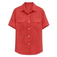 thumbnail image 6 of gakvbuo Summer Button-Up Shirts for women Button Down Tops Women'S Solid Color Pocket Blouses Short Sleeve Button-Up Turndown Collar Top, 6 of 7