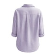 thumbnail image 4 of Qivvo Oversized Striped Button down Shirts for Women Classic Long Sleeve Collared Blouses Office Work Tops Outfit(Purple,Medium), 4 of 7