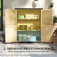 thumbnail image 6 of Outsunny Outdoor Storage Shed, Wooden Garden Storage Cabinet with Waterproof Asphalt Roof, 2 Shelves, Lockable Doors and Adjustable Feet, Natural, 6 of 10