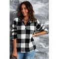 thumbnail image 2 of ABPHQTO Sudadera de mujer negra con cuello vuelto y cremallera de 1/4 con estampado a cuadros, 2 of 5