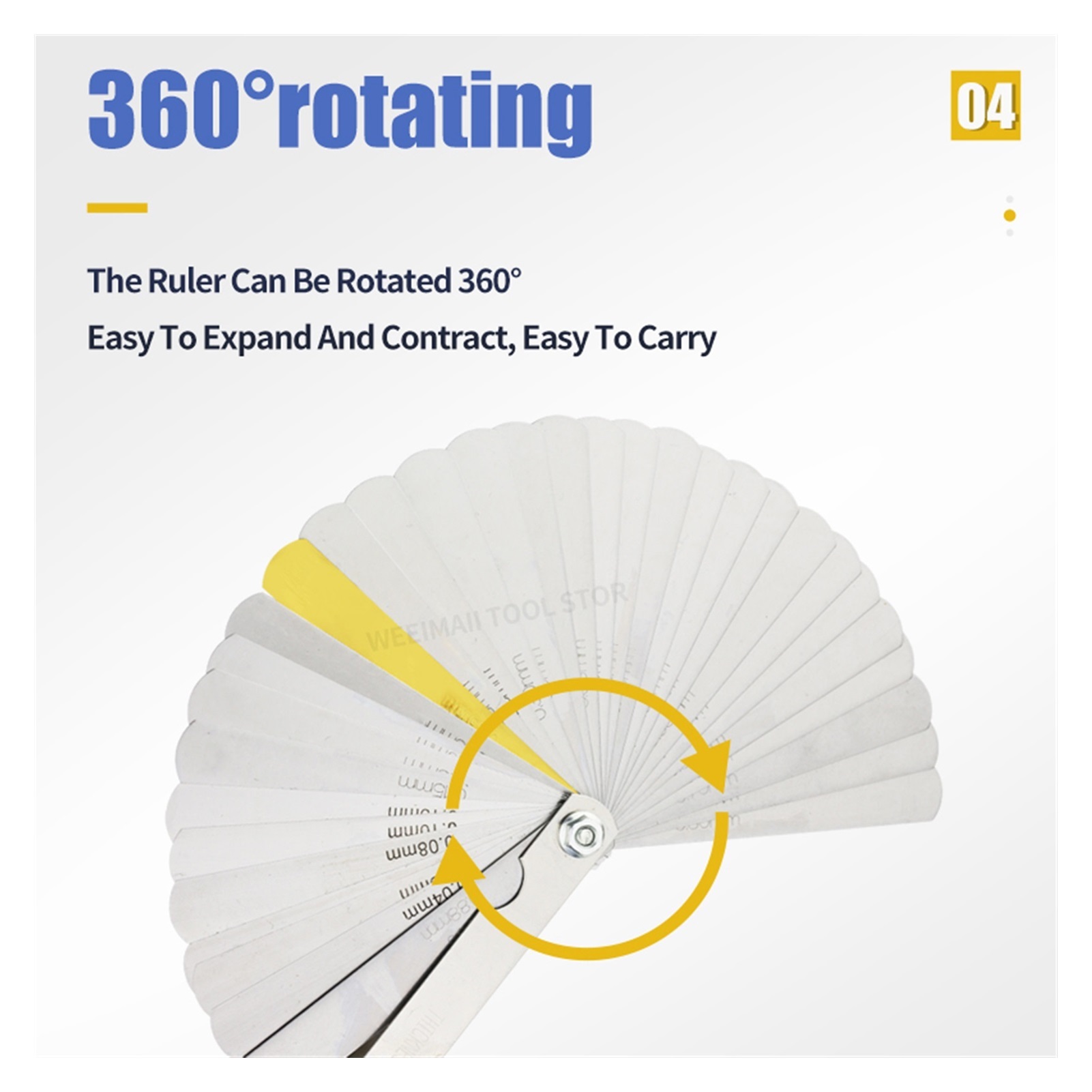 89A32 brass plate feeler gauge double scale metric and inch gap measurement tool (0.04-0.88 mm, 32 blades)
