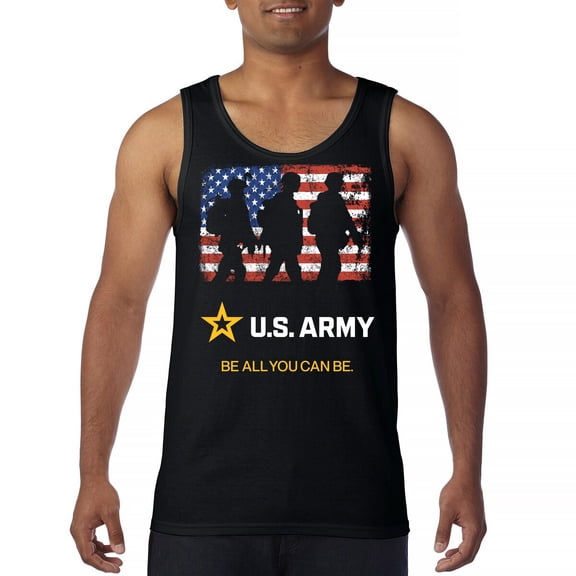 US Army Be All You Can Be Tank Top American Flag Military Veteran DD 214 Patriotic Armed Forces Licensed Men's Top