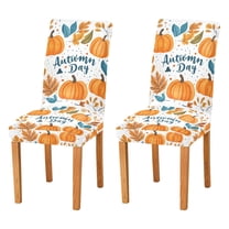 Yayeee 2 Pack Dining Chair Covers Stretch Parson Chairs Slipcovers Seat Protector, Pumpkins Pattern
